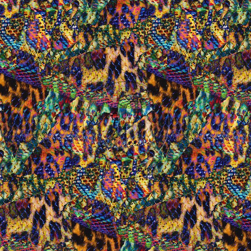 Wilder, Animal, Textured Printed Stretch Fabric: Multicolour