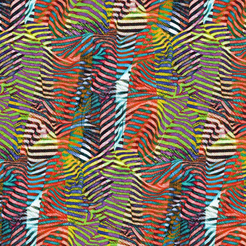 Zanzabar, Animal, Textured Printed Stretch Fabric: Multicolour