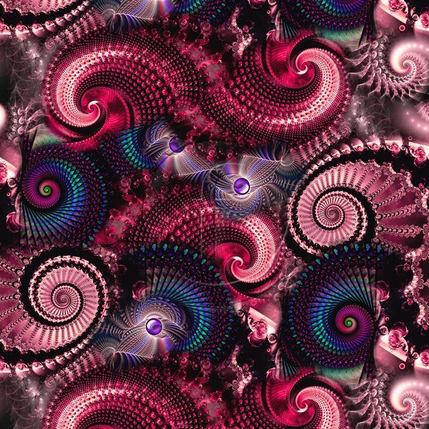 Fractal Cerise, Photo Printed Stretch Fabric: Pink
