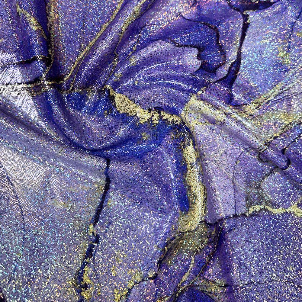 Ethereal Purple - Printed Hologram Foil Stretch Fabric
