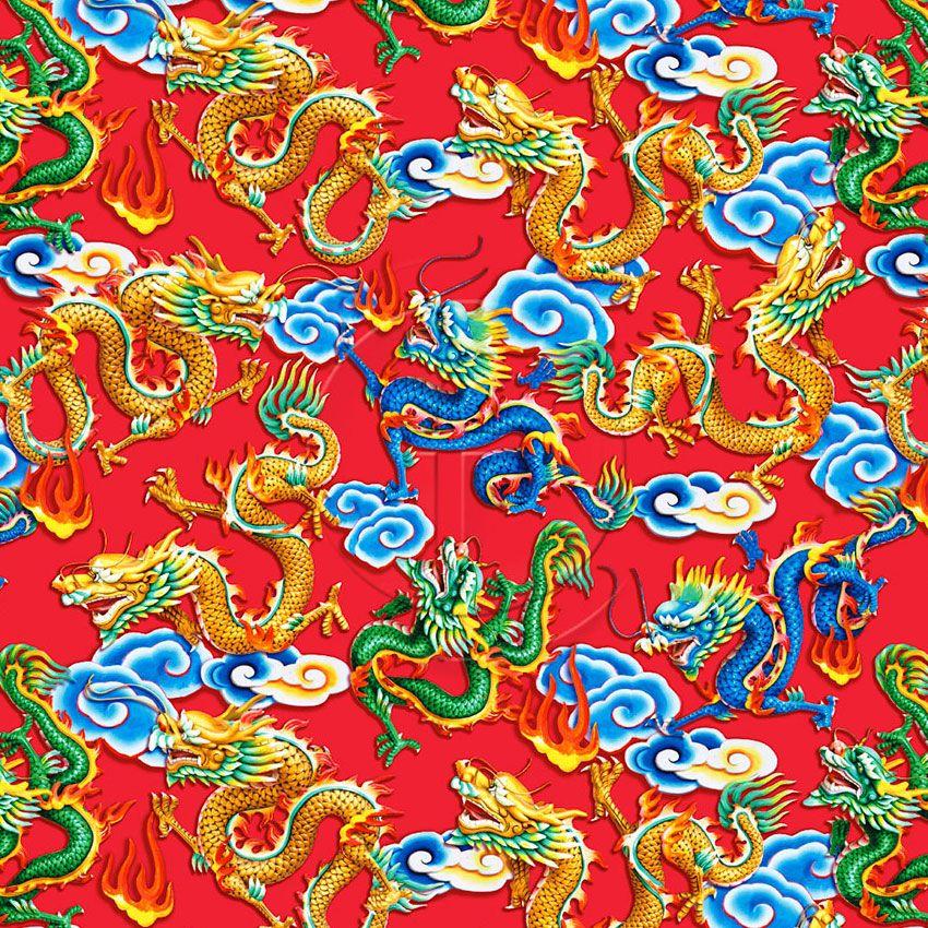 Draco Red/Gold - Printed Fabric