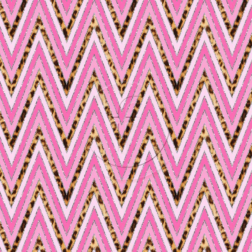 Wild Pink, Chevron, Tribal Printed Stretch Fabric