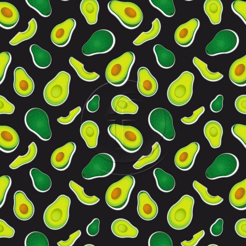 Avocado Black, Tropical Printed Stretch Fabric