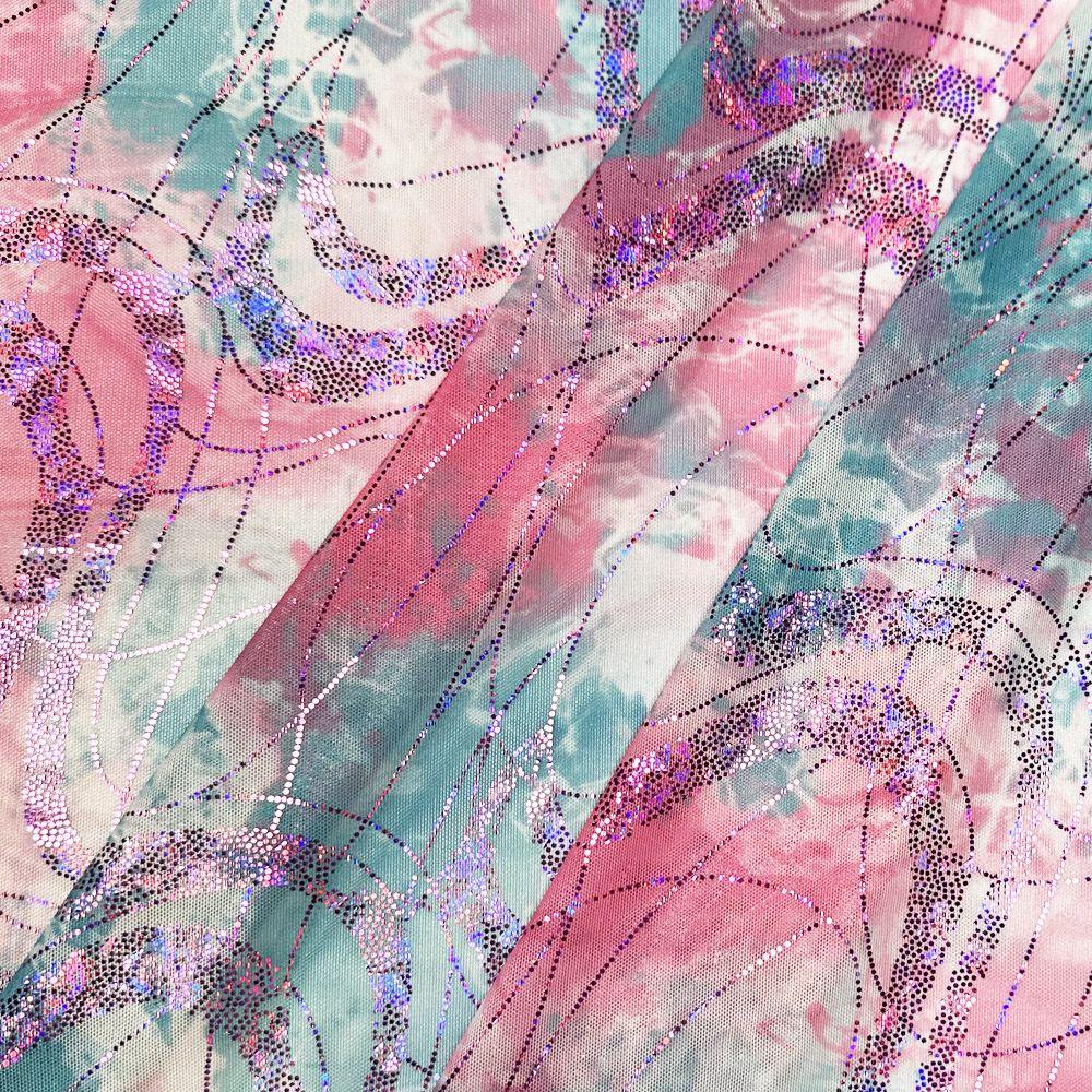 Cerise Hologram Twister / TS594 Holy Smoke Pink Aqua on Net