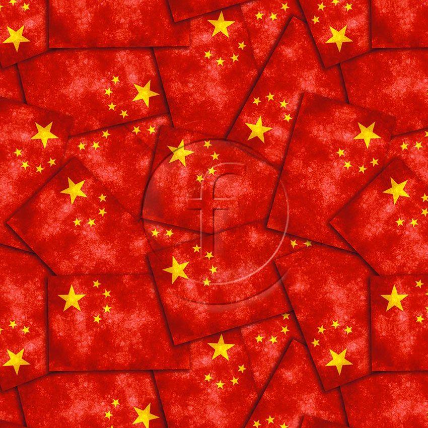Chinese Flag Printed Stretch Fabric: Red