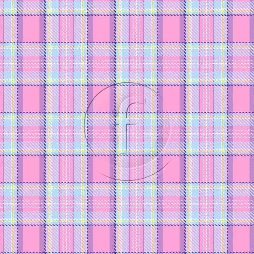 Pastel Check Pink, Checked Printed Stretch Fabric