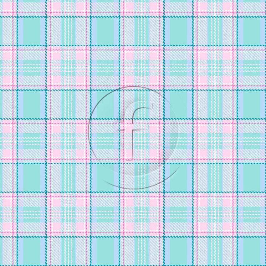 Pastel Check Minty, Checked Printed Stretch Fabric