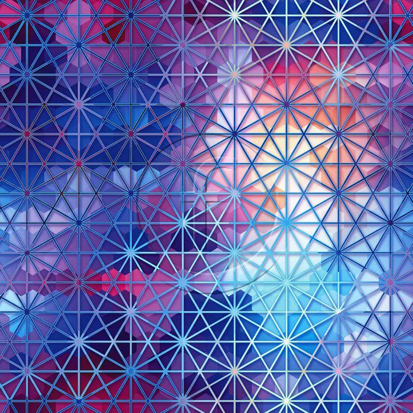 Spectrum, Geometric Printed Stretch Fabric: Blue/Pink