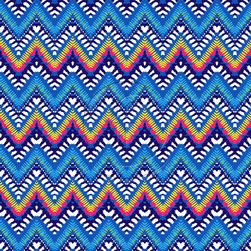 Africa, Tribal, Textured Printed Stretch Fabric: Blue