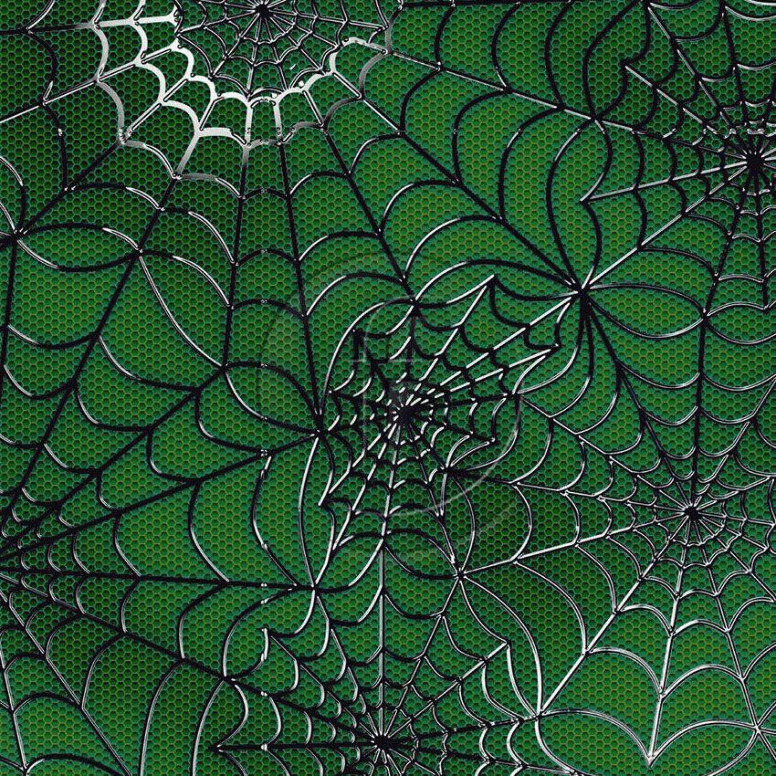 New Spidey Forest Green, Halloween Printed Stretch Fabric