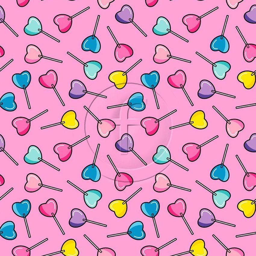 Lollipop Printed Stretch Fabric: Pastel/Pink