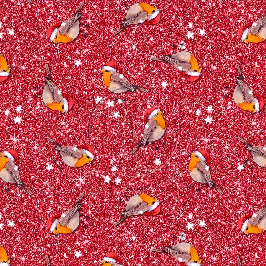 Bobby Robin Red, Animal, Christmas Printed Stretch Fabric