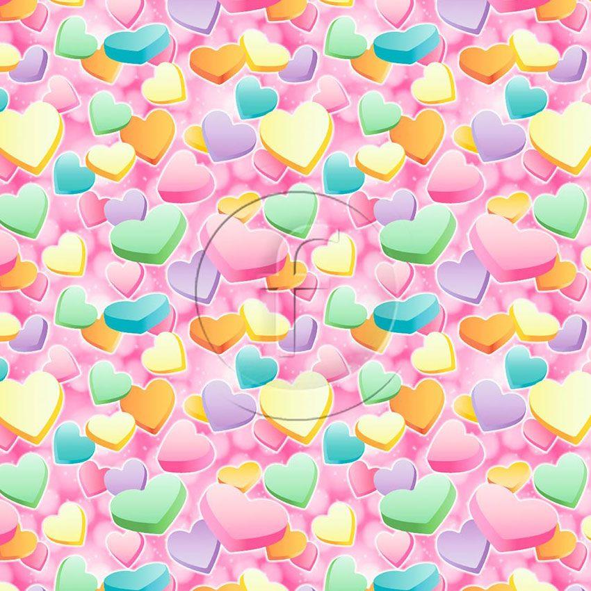 Sweetheart Pastel, Hearts Printed Stretch Fabric
