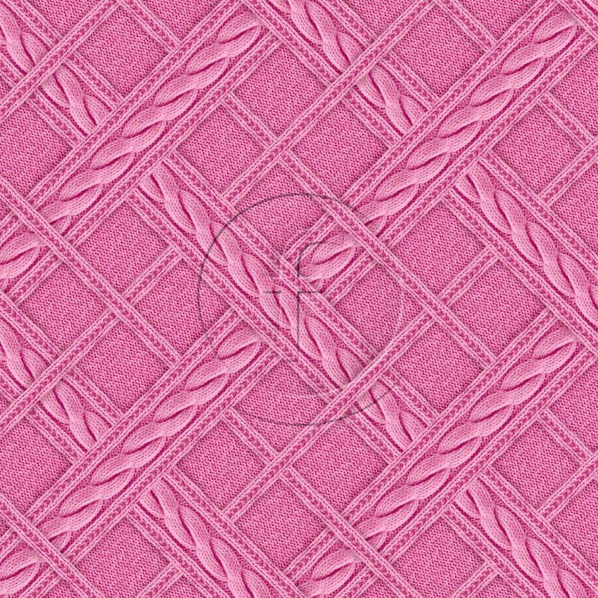 Printed Knit Check Pink, Image, Textured Printed Stretch Fabric