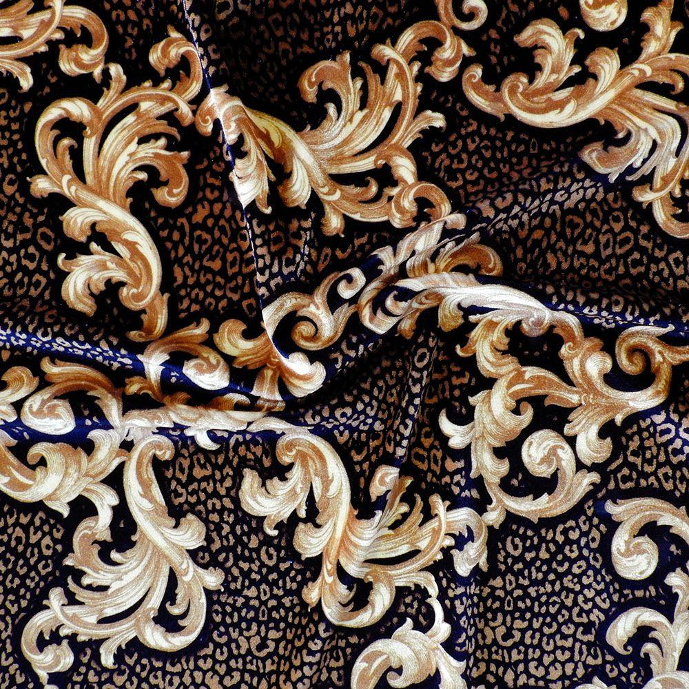Ornate on Velvet Printed Stretch Fabric: Gold