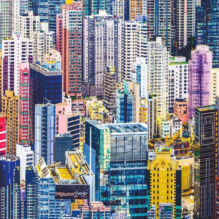 Cityscape Multicolour, Photo Scalable Stretch Fabric