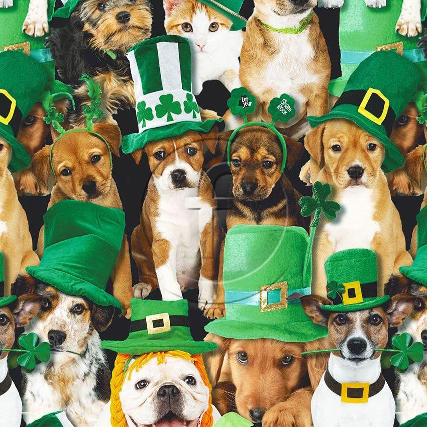 Pats Dog, St Patrick's Day Scalable Stretch Fabric: Green