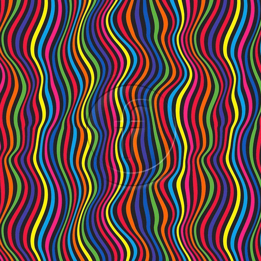 Groovy Baby Multicoloured In Black - Scalable Patterned Stretch Fabric
