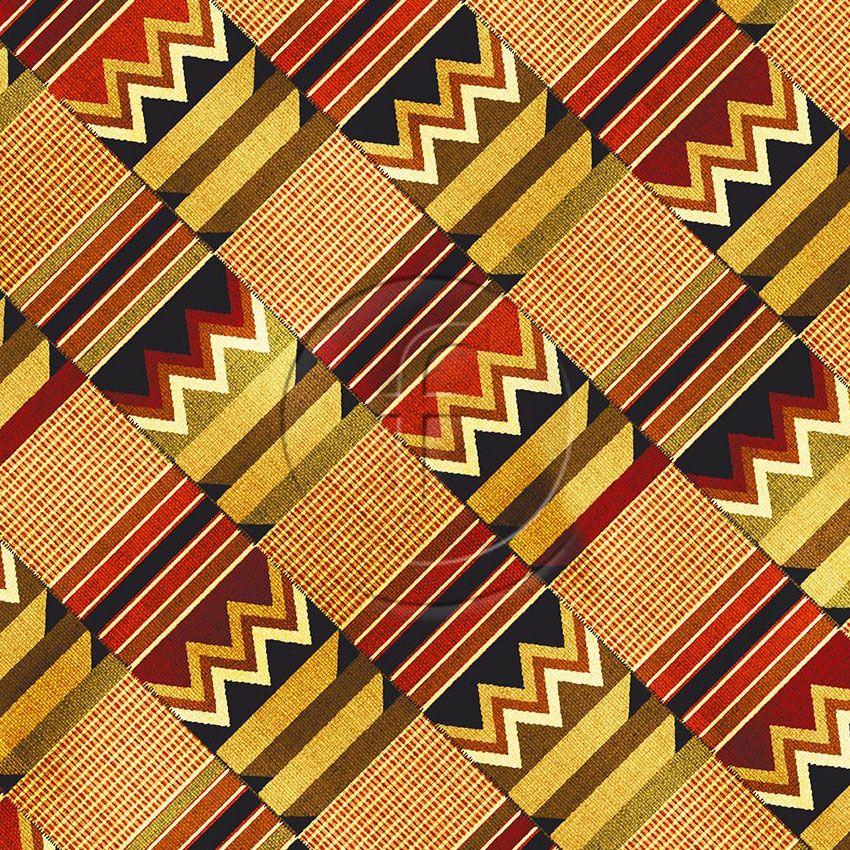 Kente Cloth Natural, Tribal Scalable Stretch Fabric: Brown/Neutral