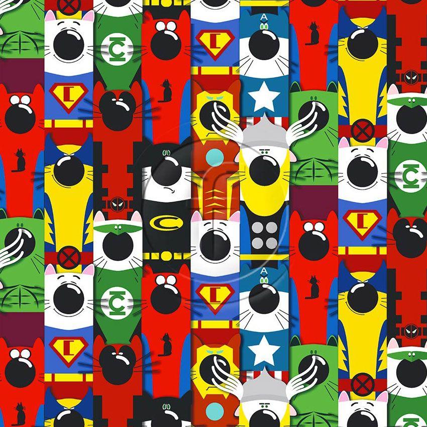 Supercats, Cartoon Scalable Stretch Fabric: Multicolour