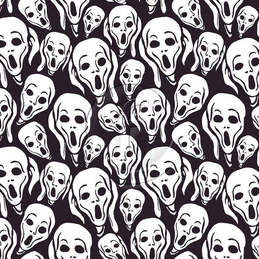 The Scream, Halloween Scalable Stretch Fabric: Black/White