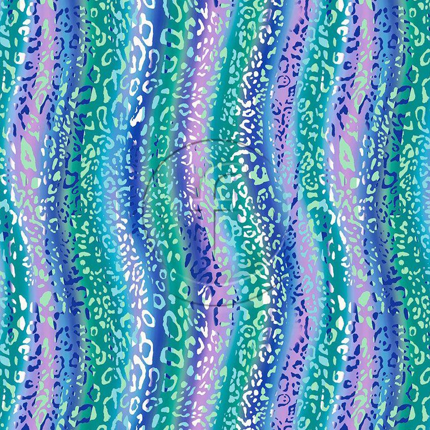 Cheetah Wave Blue Green, Animal Scalable Stretch Fabric