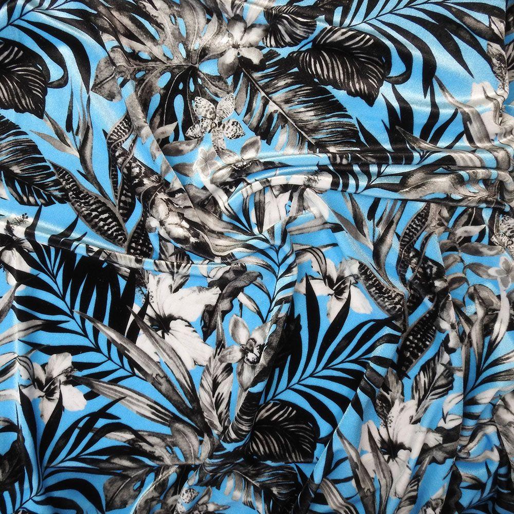Jungle Palm - Printed Stretch Velvet Fabric