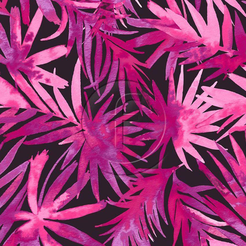 Water Palm Pink, Floral, Tropical Scalable Stretch Fabric