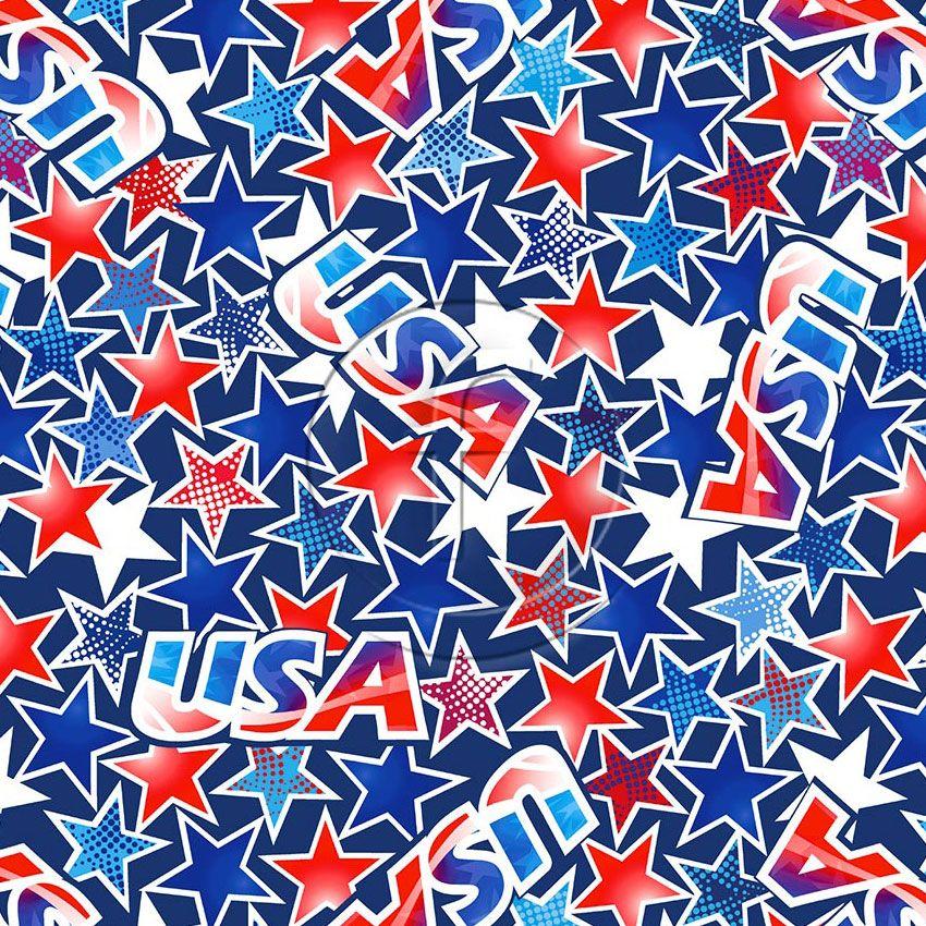 Usa Stars, Flag, Starred Scalable Stretch Fabric: Blue