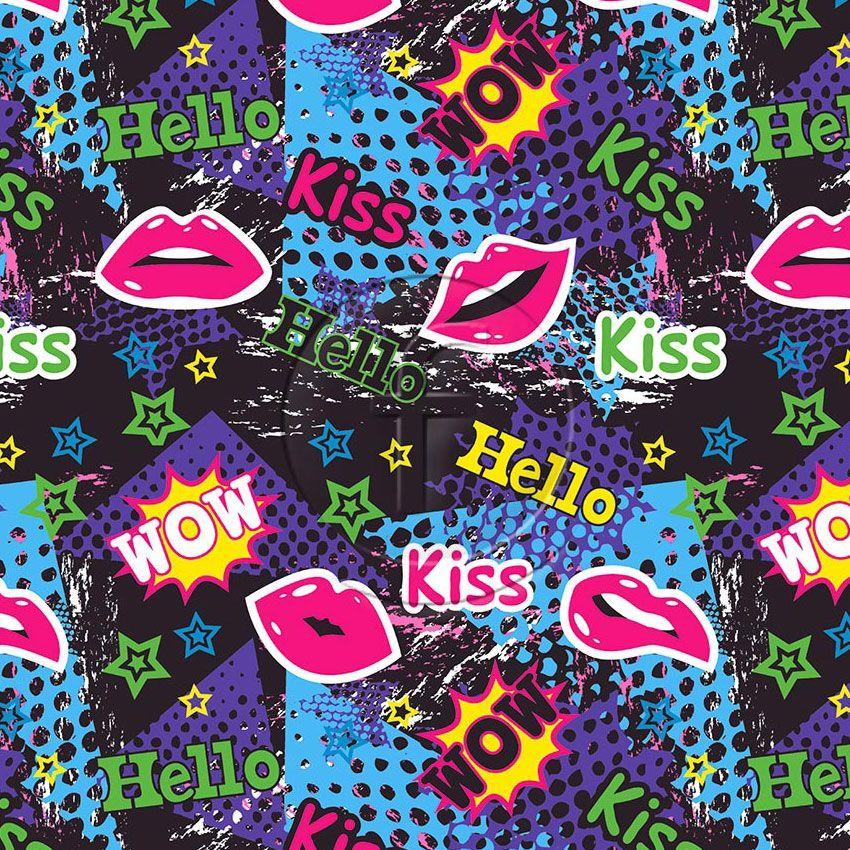Hello Kissy, Cartoon Scalable Stretch Fabric: Multicolour