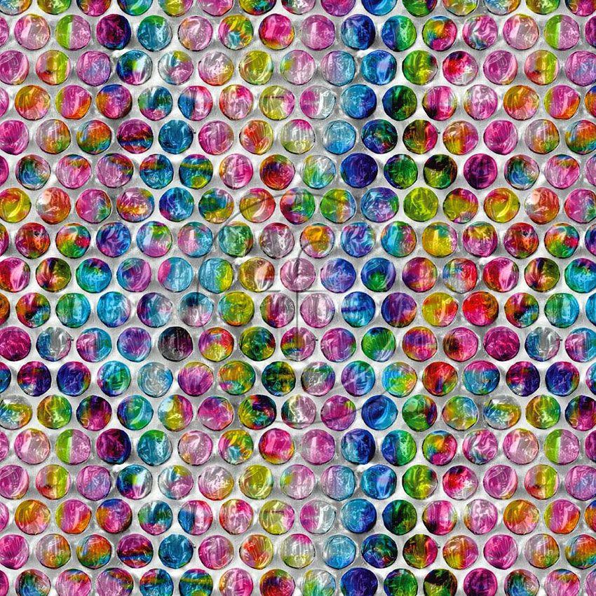 Bubble Wrap Rainbow, Photo Scalable Stretch Fabric: Multicolour