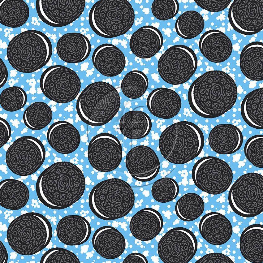 Cookies Blue, Cartoon Scalable Stretch Fabric