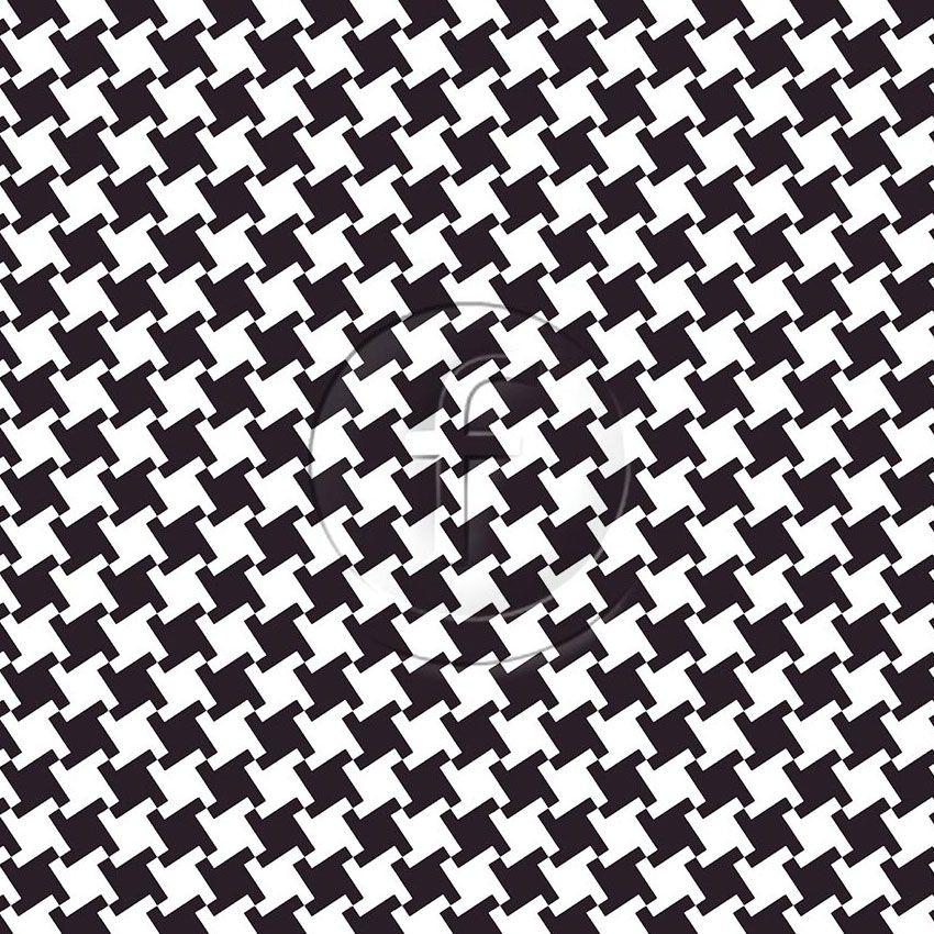 Houndstooth Black White, Checked Scalable Stretch Fabric