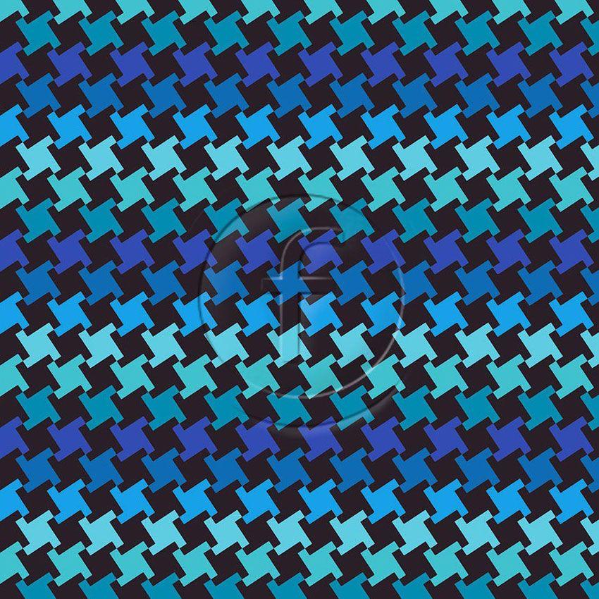 Houndstooth Black Blue - Scalable Patterned Stretch Fabric