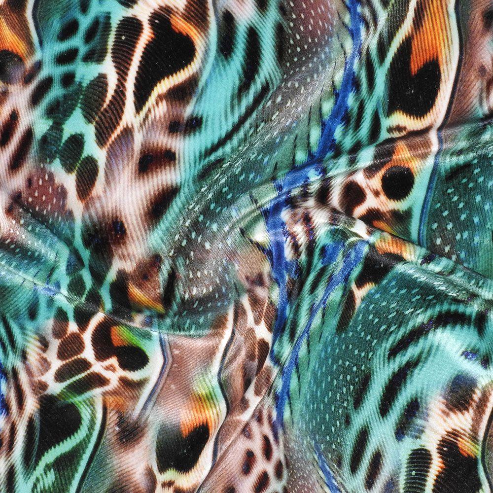 Feather Skin Teal - Printed Fabric on Velvet