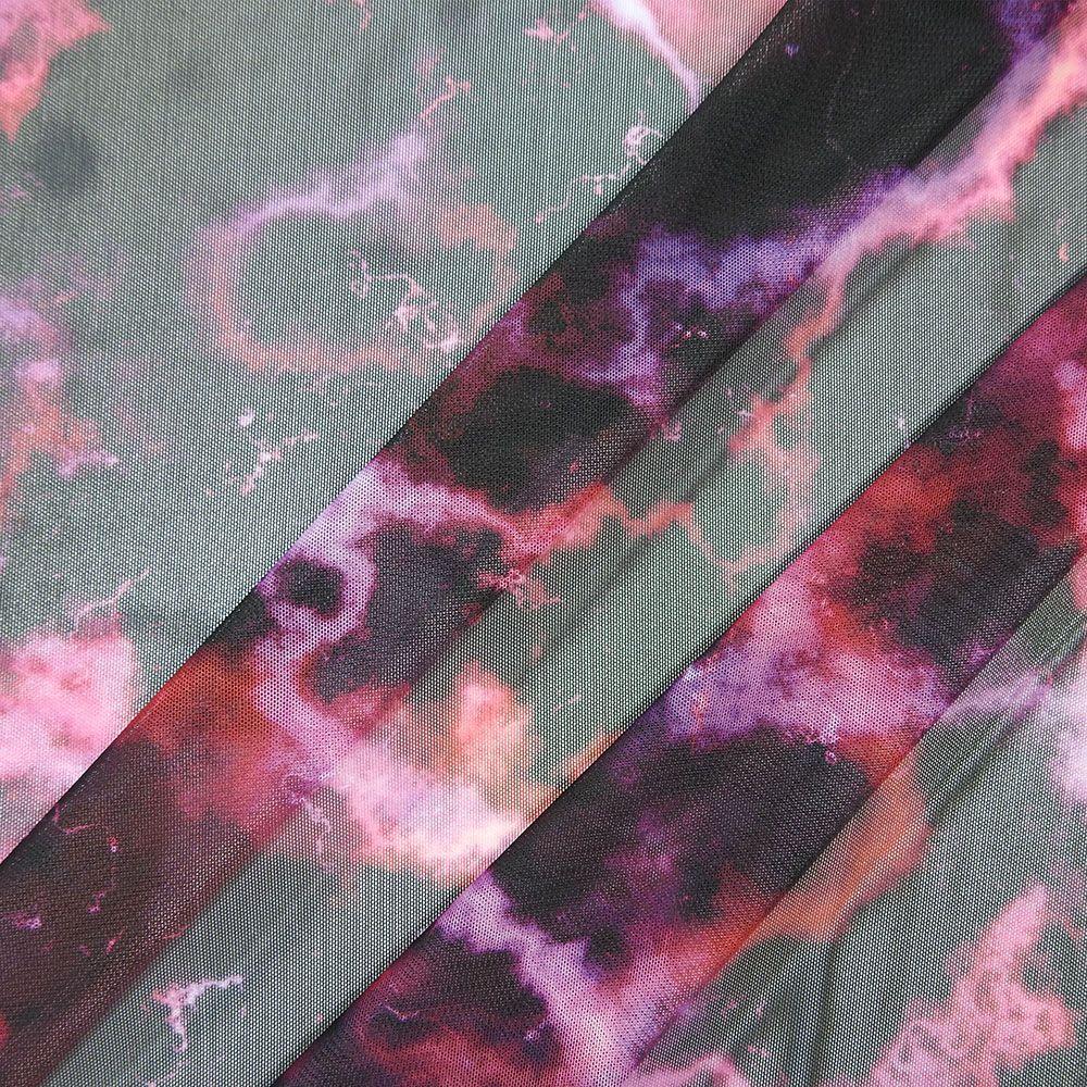 Marble Lightening Pink on Net Printed Stretch Fabric