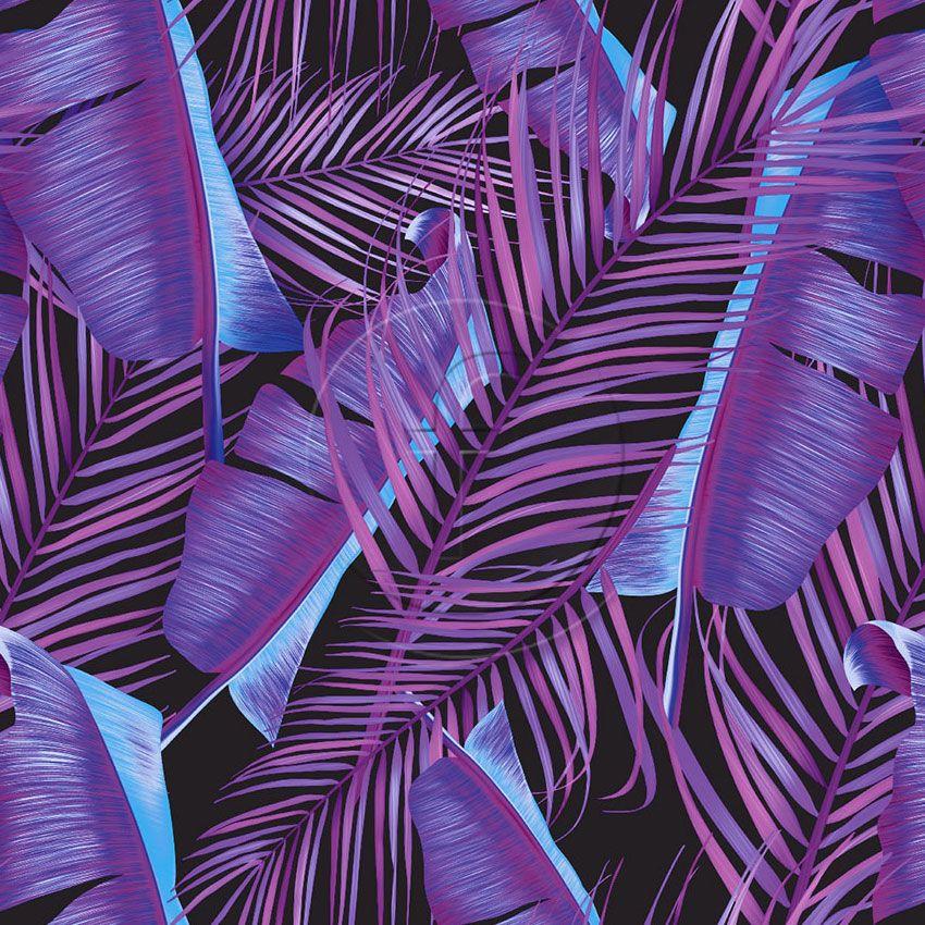 Majestic Palm, Floral, Tropical Scalable Stretch Fabric: Purple