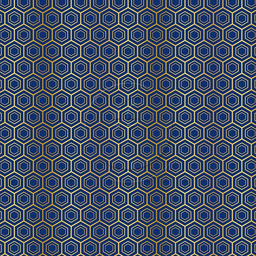 Honeycomb Navy, Geometric Scalable Stretch Fabric: Blue