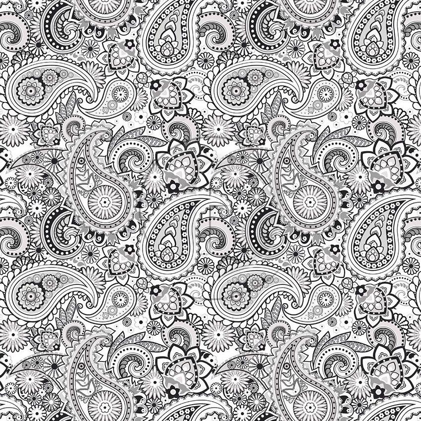 Paisley Black White, Graphic Scalable Stretch Fabric