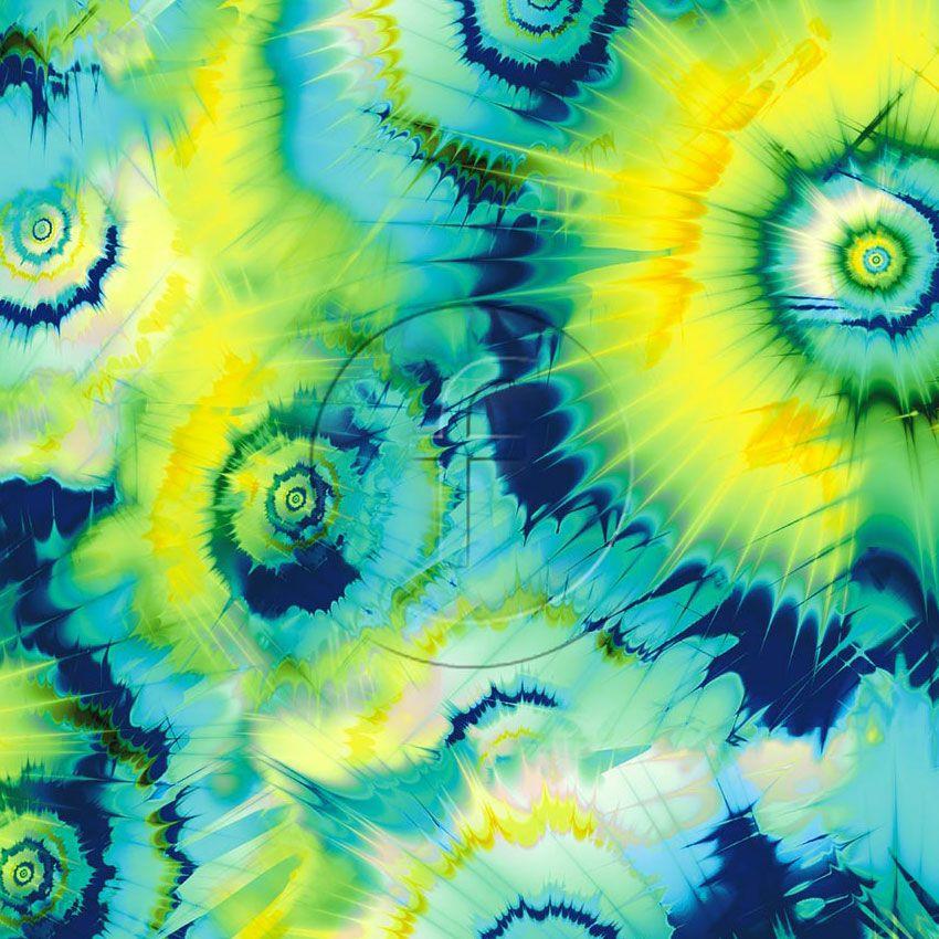Tie Dye Yellow Blue - Scalable Printed Stretch Fabric
