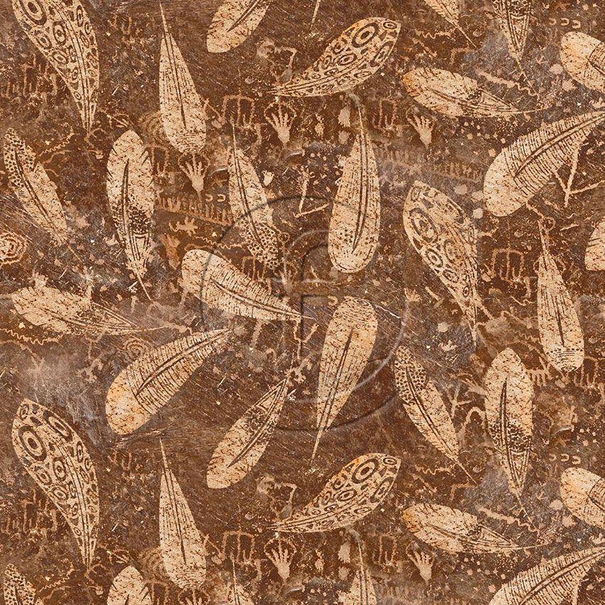 Tribal Feathers Scalable Stretch Fabric: Brown/Neutral
