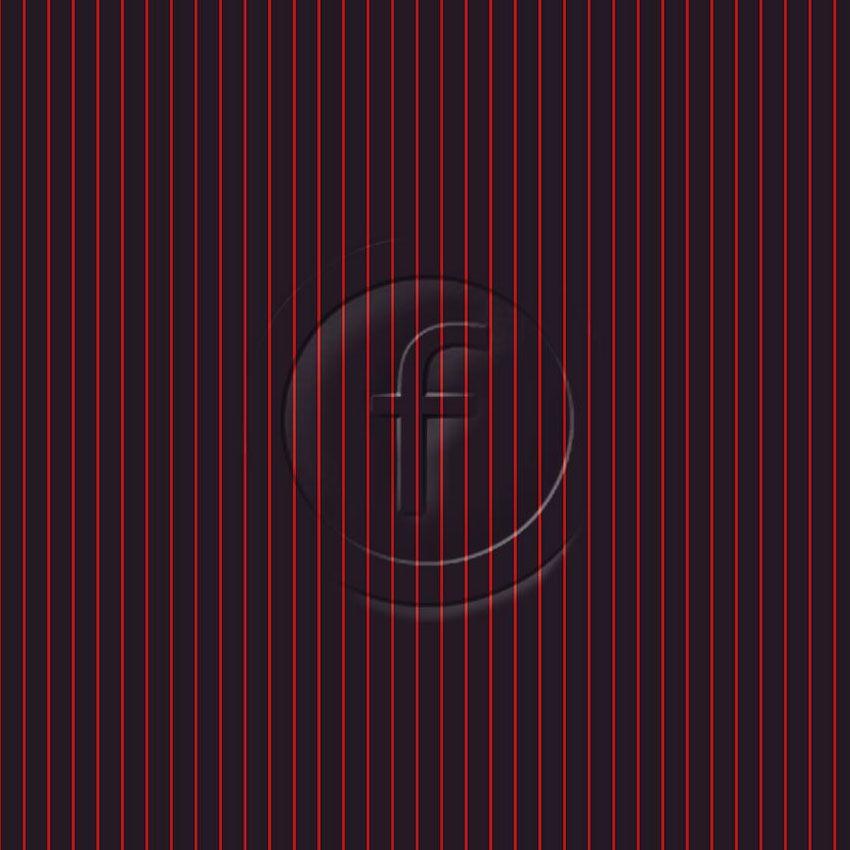 Pinstripe Red On Black - Printed Fabric