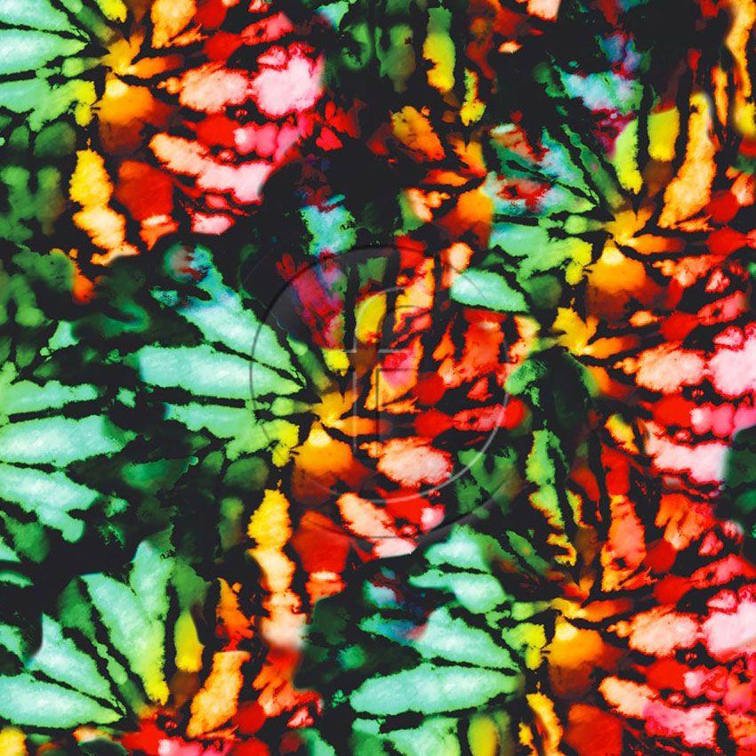 Spiral Tie Dye Black Red Green - Scalable Printed Stretch Fabric