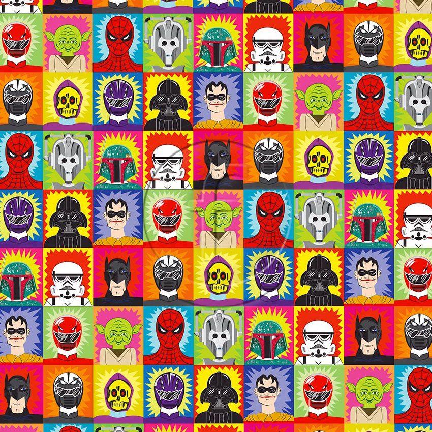 Superheroes Multicoloured - Scalable Printed Stretch Fabric