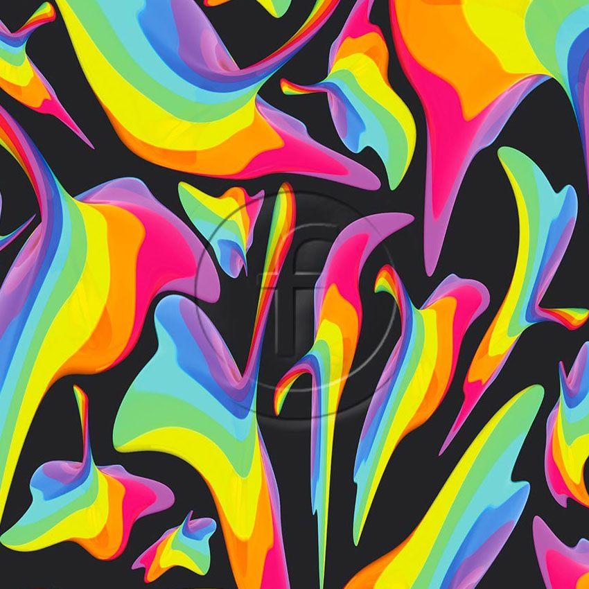 Play Doh Black, Rainbow, Abstract Scalable Stretch Fabric
