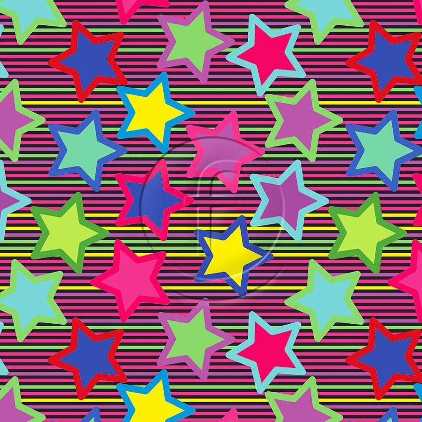 Candy Star Multicoloured Black - Scalable Patterned Stretch Fabric