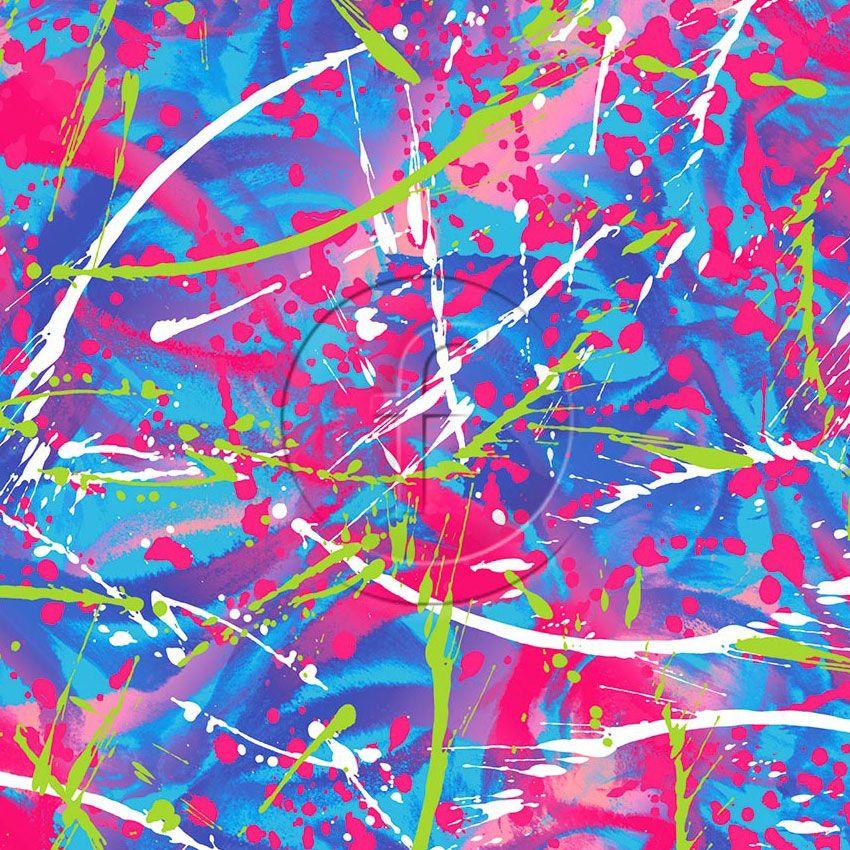 Action Painting Navy, Tie Dye Effect Scalable Stretch Fabric: Blue/Pink