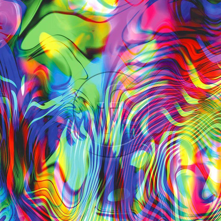 Rainbow Slick Swim, Abstract Scalable Stretch Fabric: Multicolour