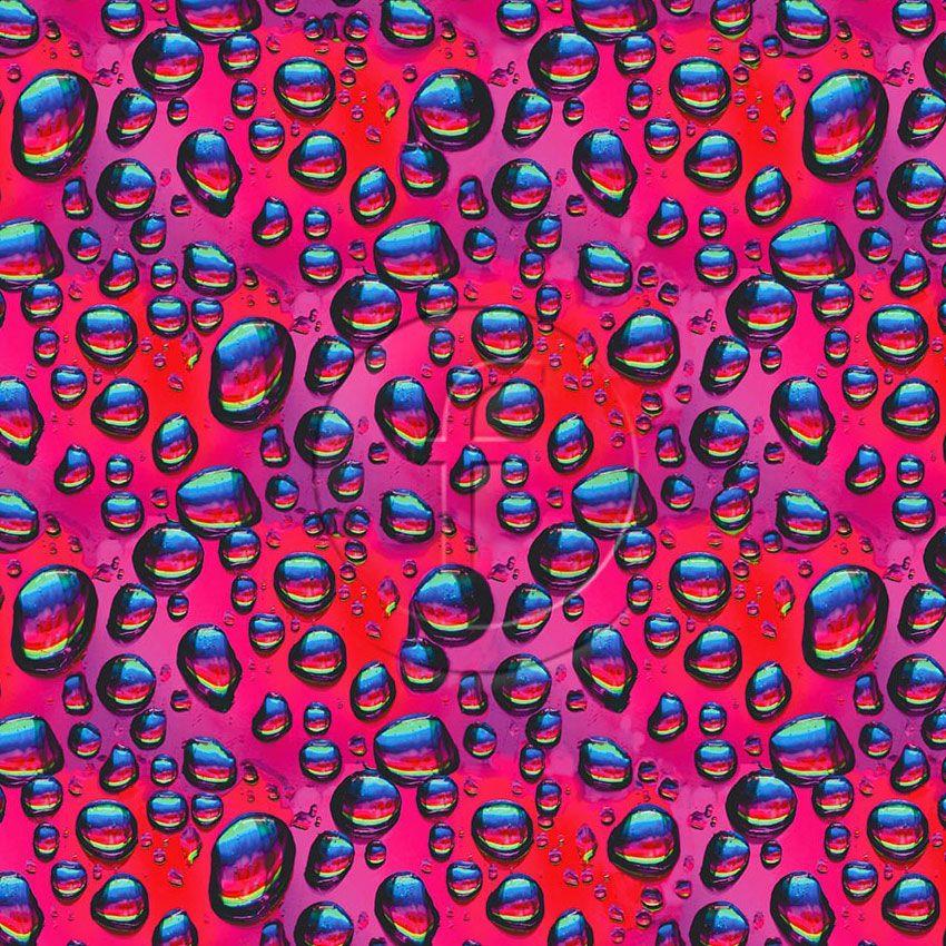 Waterdrops Fuscia, Image, Textured Scalable Stretch Fabric: Pink