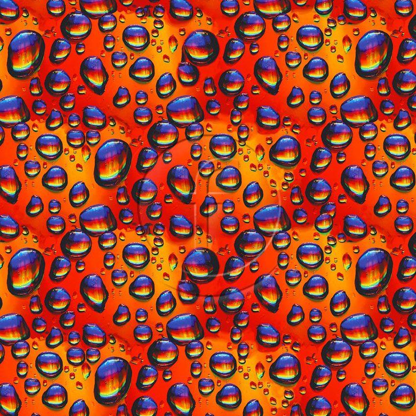 Waterdrops Orange, Image, Textured Scalable Stretch Fabric